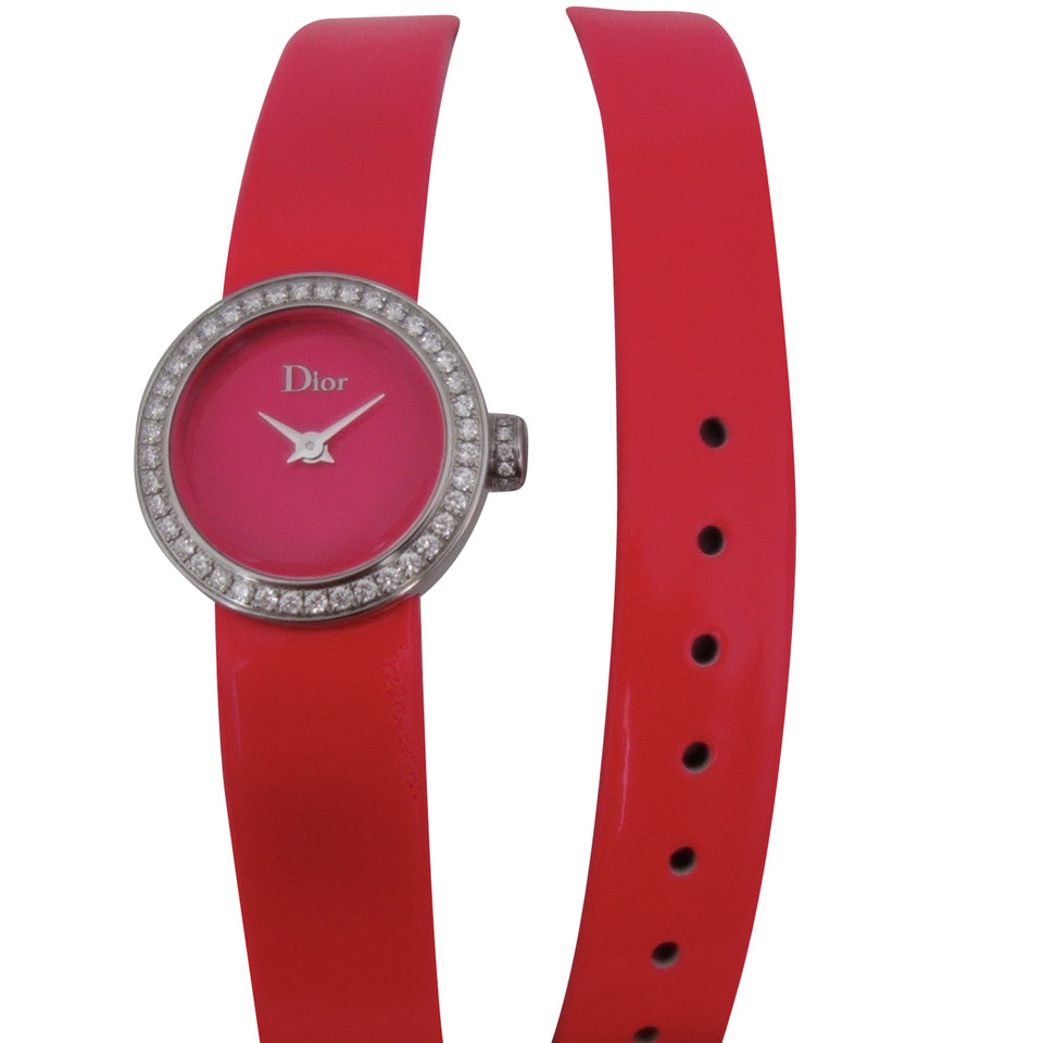 Dior Armbanduhr aus Leder in Rosa / Pink