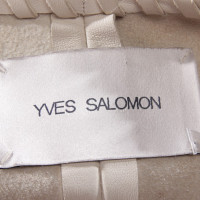 Yves Salomon Jacket/Coat Leather in Beige