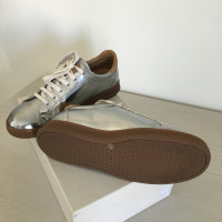 Brunello Cucinelli Sneakers aus Leder in Silbern