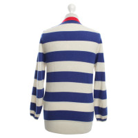 White T Cashmere sweater with striped pattern