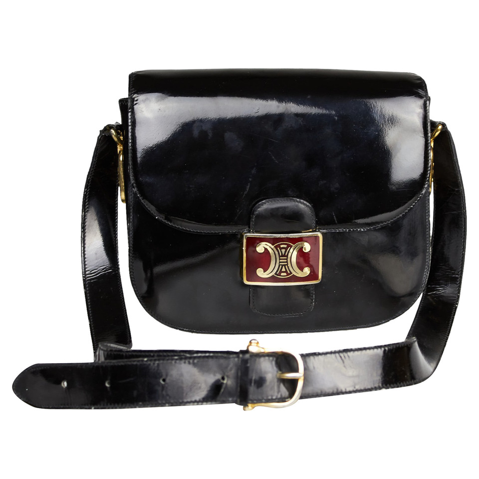 Céline Shoulder bag Patent leather in Black