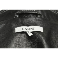 Ganni Jacke/Mantel aus Leder in Schwarz