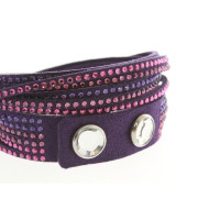 Swarovski Armreif/Armband aus Leder in Violett