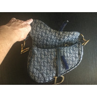 Christian Dior Saddle Bag aus Leder in Blau