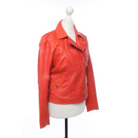 Massimo Dutti Jacket/Coat Leather in Red