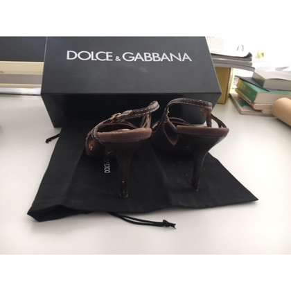 Dolce & Gabbana Pumps/Peeptoes aus Canvas in Braun