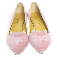 Charlotte Olympia "Kitty" slippers in roze