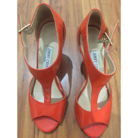 Jimmy Choo Wedges Patent leather in Orange