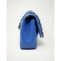 Chanel Classic Flap Bag Jumbo Leer in Blauw