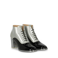Chanel Ankle boots Leather in Silvery
