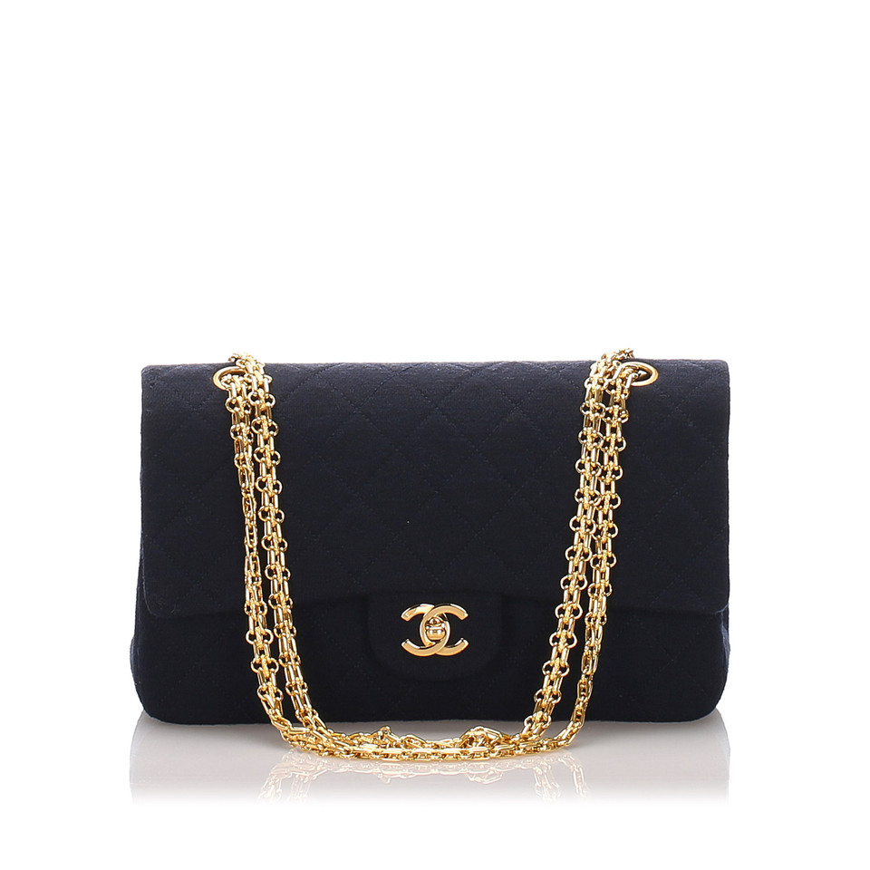 Chanel Classic Flap Bag Medium aus Baumwolle in Blau