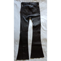 Unravel Project Paire de Pantalon en Cuir en Noir