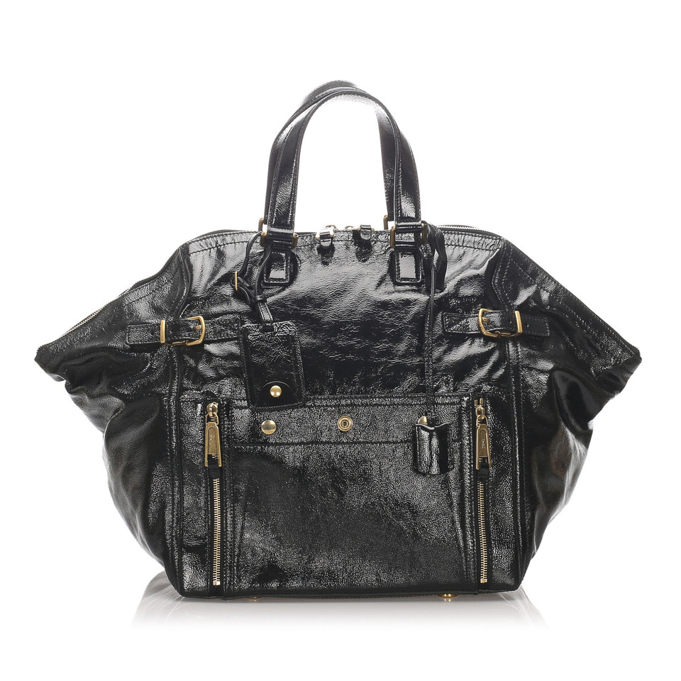 Yves Saint Laurent Downtown Tote aus Lackleder in Schwarz