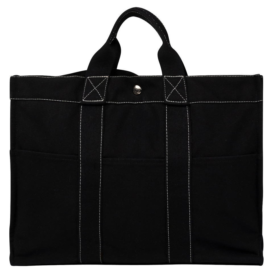Hermès Shopper aus Canvas in Schwarz