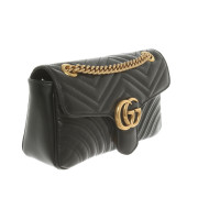Gucci GG Matelassé Marmont Bag Leer in Zwart