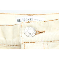 Re/Done Paire de Pantalon en Coton en Crème