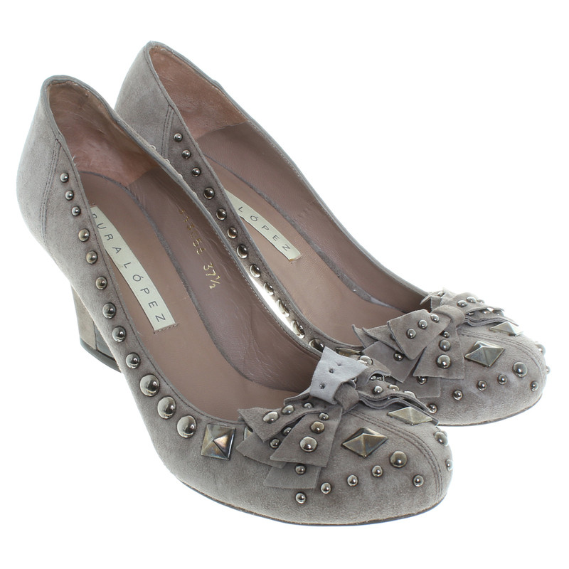 Pura Lopez Wildlederpumps in Taupe