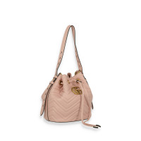 Gucci Marmont Quilted Bucket Bag Leer in Roze