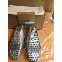 Car Shoe Slippers/Ballerinas Leather in Silvery