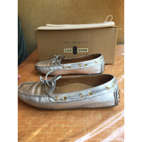 Car Shoe Slippers/Ballerinas Leather in Silvery