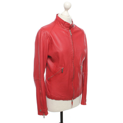 Armani Jacke/Mantel aus Leder in Rot