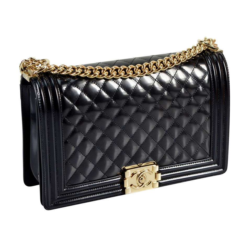 Chanel Boy Large Lakleer in Zwart