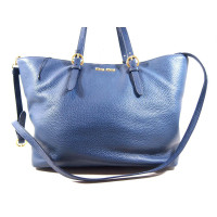 Miu Miu Shopper Leer in Blauw