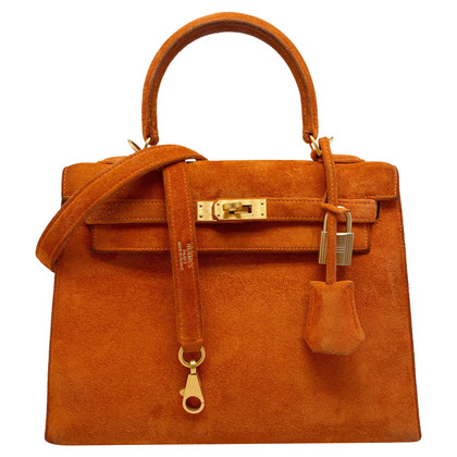 Hermès Kelly Bag 25 Suede in Orange