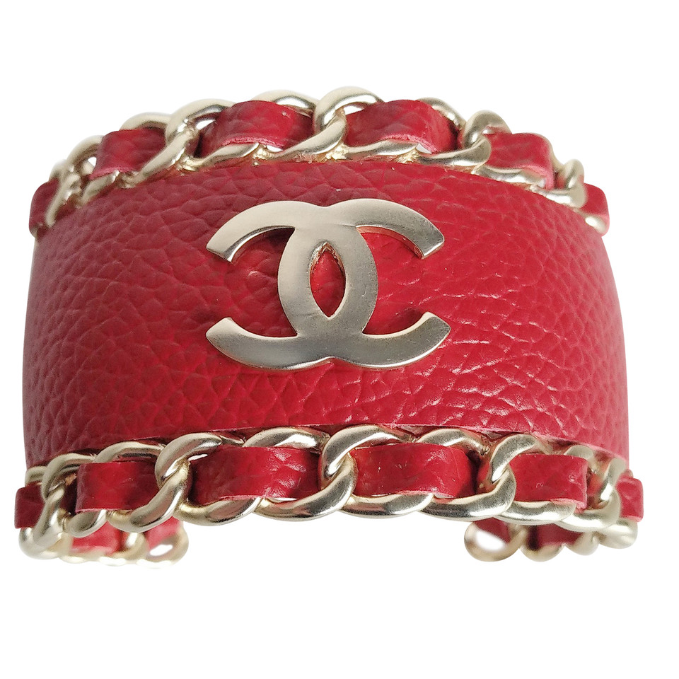 Chanel Armband Leer in Rood