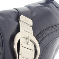 Christian Dior Gaucho Saddle Bag Leather in Blue