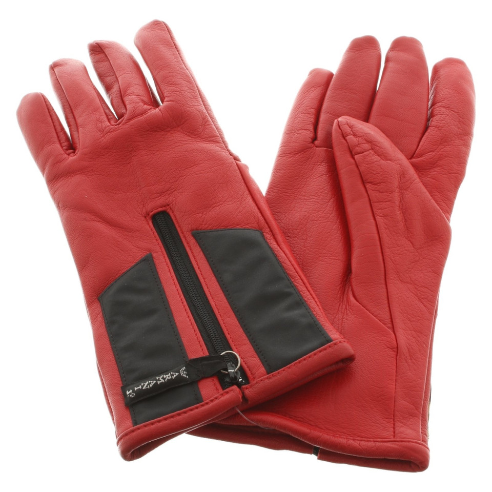 Armani Gants en cuir rouge