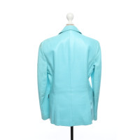 Escada Jacket/Coat Leather in Turquoise