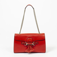 Gucci Emily Chain Strap Leer in Rood