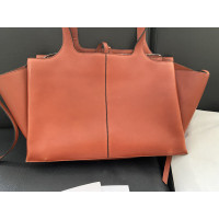 Céline Tri Fold Shoulder Bag in Pelle in Marrone