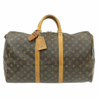 Louis Vuitton Keepall 50 in Tela in Marrone