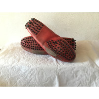 Car Shoe Slippers/Ballerinas Leather in Red