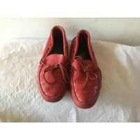 Car Shoe Slippers/Ballerinas Leather in Red