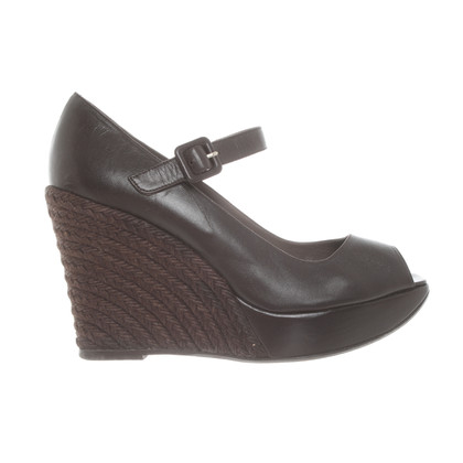 Castañer Wedges Leather in Brown