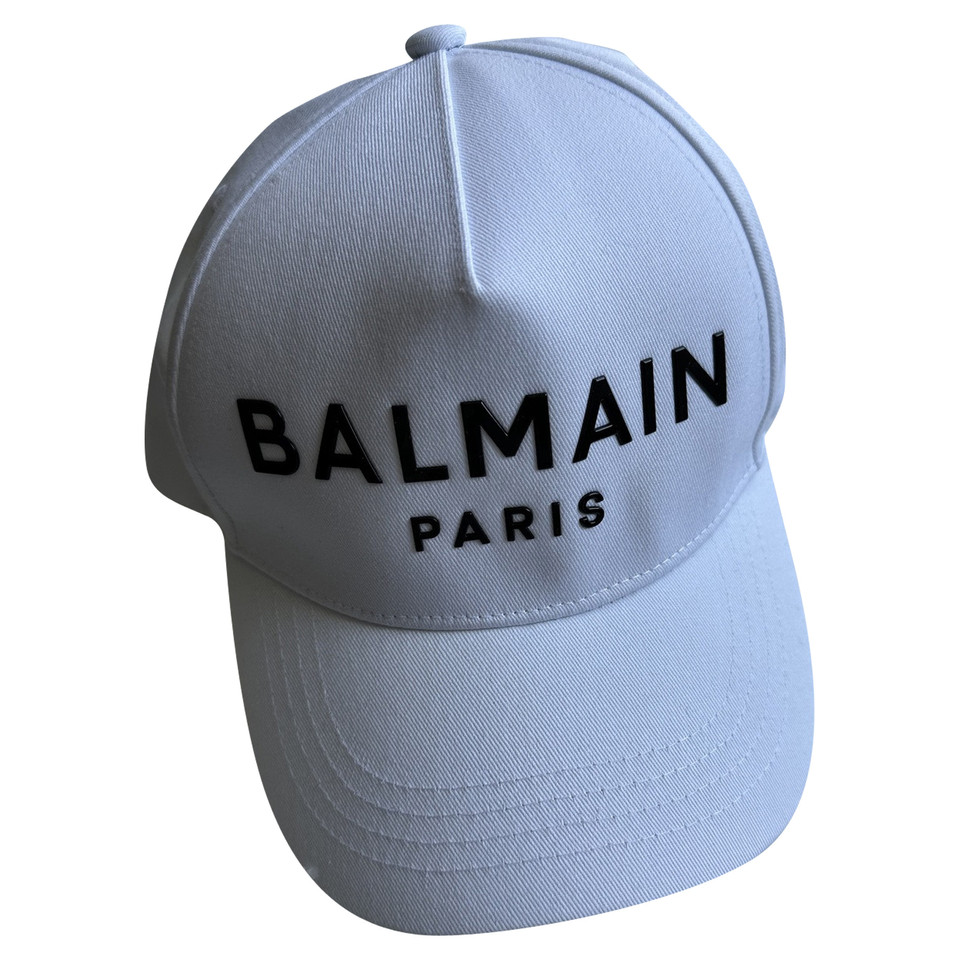 Balmain Chapeau/Casquette en Coton en Blanc
