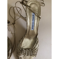 Manolo Blahnik Sandals Leather in Gold