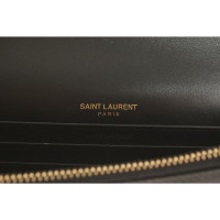 Saint Laurent Monogram Chain Wallet Leer in Zwart