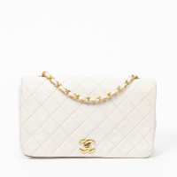 Chanel Timeless Classic Leer in Wit