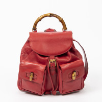 Gucci Bamboo Backpack Leer in Rood