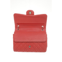 Chanel Classic Flap Bag Jumbo Leer in Rood