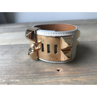 Hermès Collier de Chien Armband Leer in Wit