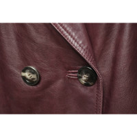 Marc Cain Jacket/Coat Leather in Bordeaux