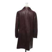 Marc Cain Jacket/Coat Leather in Bordeaux