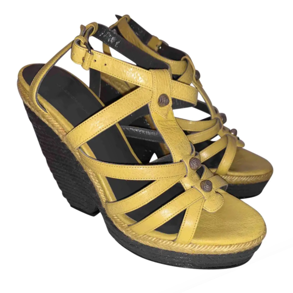 Balenciaga Wedges Leather in Yellow