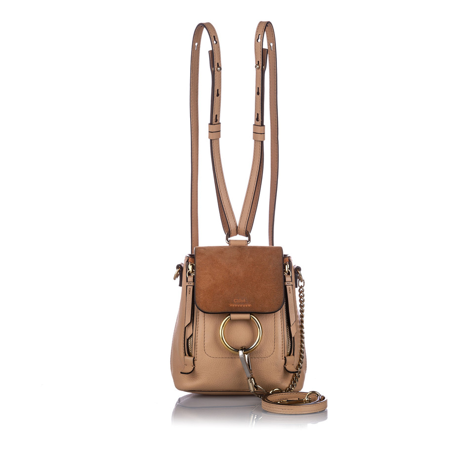 Chloé Faye Backpack Small Leather in Beige