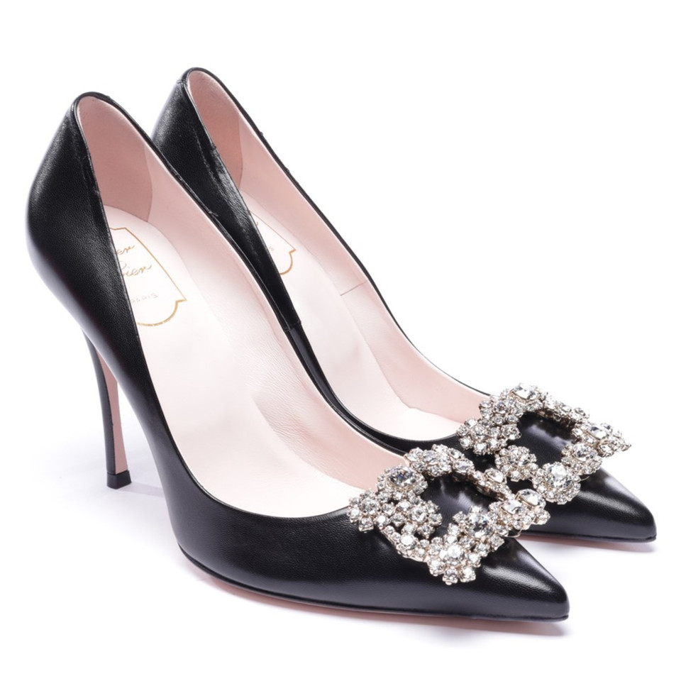 Roger Vivier Pumps/Peeptoes aus Leder in Schwarz